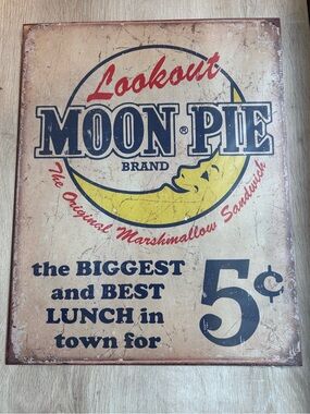 Moon Pie Metal Sign, 12.5”x16”. Vintage Design. Advertising